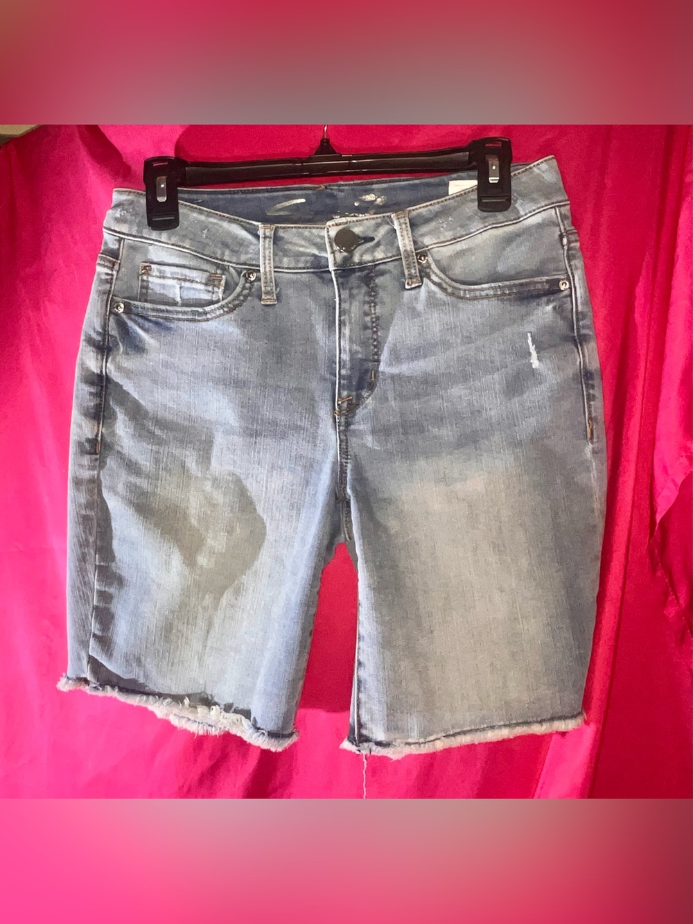 7 For All Mankind Wo Sz 6 Light Blue Denim Relaxed Bermuda Shorts